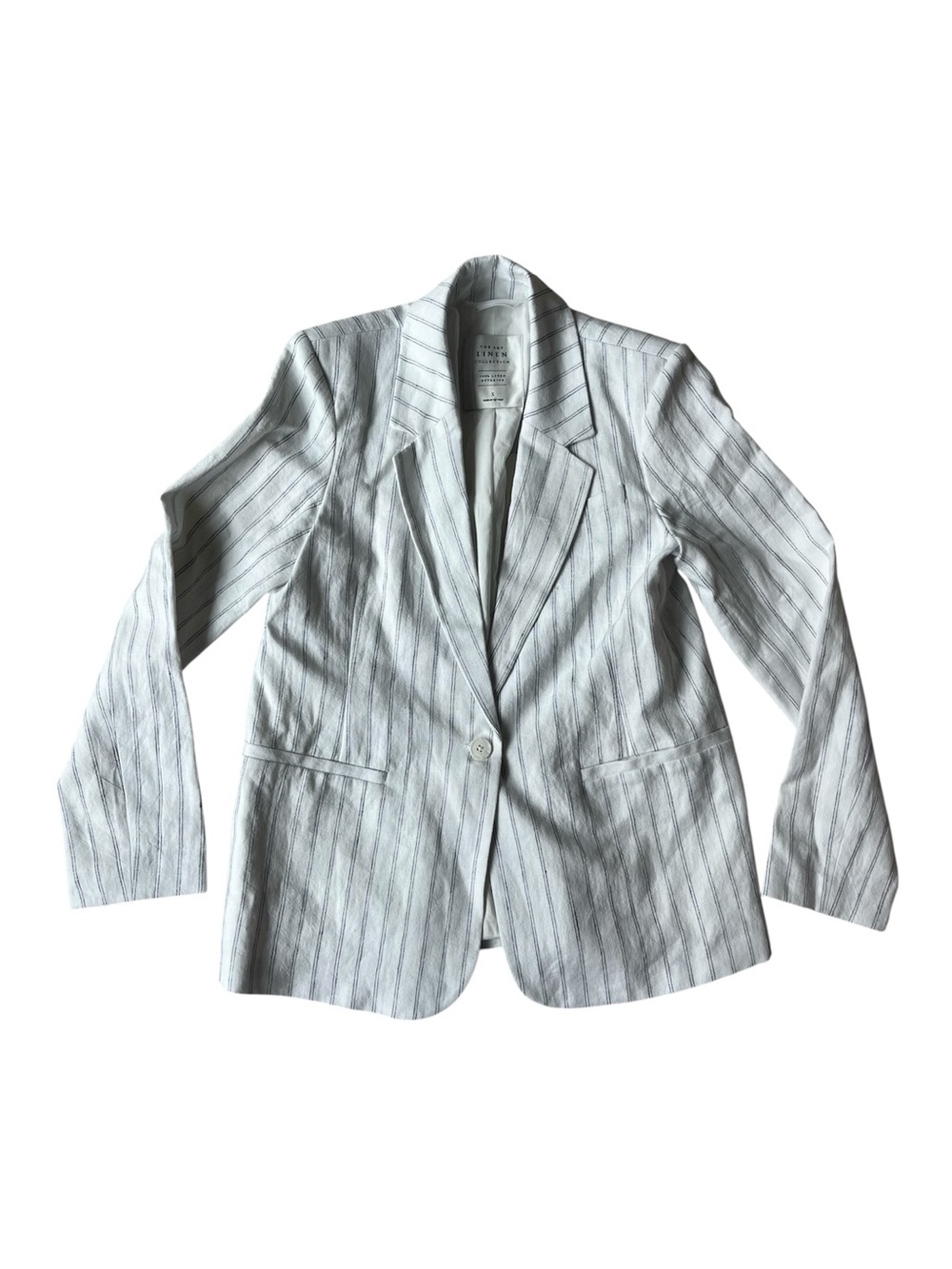 NWT ABERCROMBIE & FITCH LINEN BLAZER WHITE STRIPED WOMENS SMALL